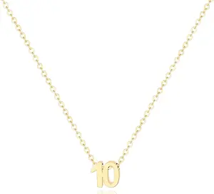 K Gold Plated Number Necklace for Women,Lucky Number Necklace Personalized Jewelry Birthday Gift