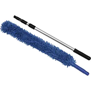 Handheld Reusable Microfiber Flex Duster with Adjustable Telescopic Reach Pole – Bendable, Lightweight, Dust Cleaner for Blinds, Shutters, Radiators, Electronics, Glass, Hard-to-Reach Areas