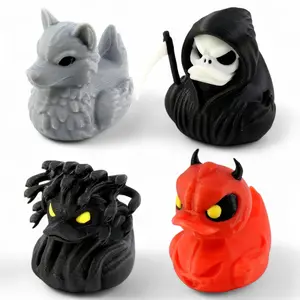 PowerTRC 4Pcs 3D Printed Duck Figurines – 2 inches Mini Duck Accessory Collectibles Car Dashboard Desk Office Décor, Cruise Ducks Hiding Werewolf Devil Brim Reaper Medusa Ducking – 3D Printed in USA