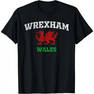 Cotton Short Sleeve Wrexham Wales Retro Vintage T-Shirt For Men Women