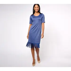 Isaac Mizrahi Live! Regular Always Isaac Lurex Fringe Hem Dress