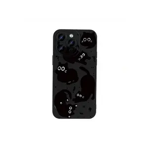 Cute And Humorous Little Black Cat Print Frosted Phone Case: Smudge-Resistant & Durable, Premium Shockproof |     Black Classic Series For Iphone 16-7, Pro/Plus/Max/Mini