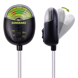 Soil Moisture Meter for Plants, 4-in-1 Moisture/pH/Fertility/Sunlight Dial Display, pH Soil Tester for Garden, Lawn, Farm, Indoor & Outdoor Use, No Battery Required, Black