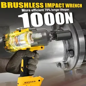 1/2-inch Cordless Impact Wrench Compatible with Dewalt batteries, 1000FT-LBS (1500N.m) brushless electric impact gun including LED work light, 2100RPM high torque impact driver.