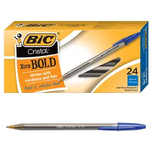 BIC Cristal Xtra Bold Ballpoint Pens, Bold Point (1.6mm) For Vivid and Dramatic Lines, Blue Ink, 24-Count Pack, Perfect Ink Pens