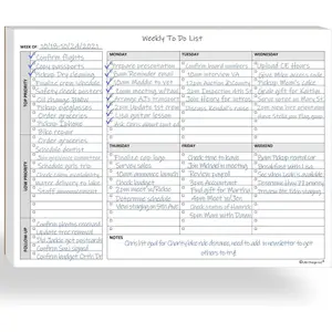 Weekly To Do List Planner Notepad, 60 Page Task Planning Pad with Daily Checklist, Priority To-Do Checkboxes & Notes, Desk Notebook for Office Organization & Productivity, 11 x 8.5