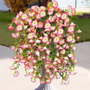 4 Bundles Artificial Flowers, Valentine's Day New Year Gift, Outdoor UV Resistant Fake Plants, Garden Porch Window Sill Decor, Home Decoration