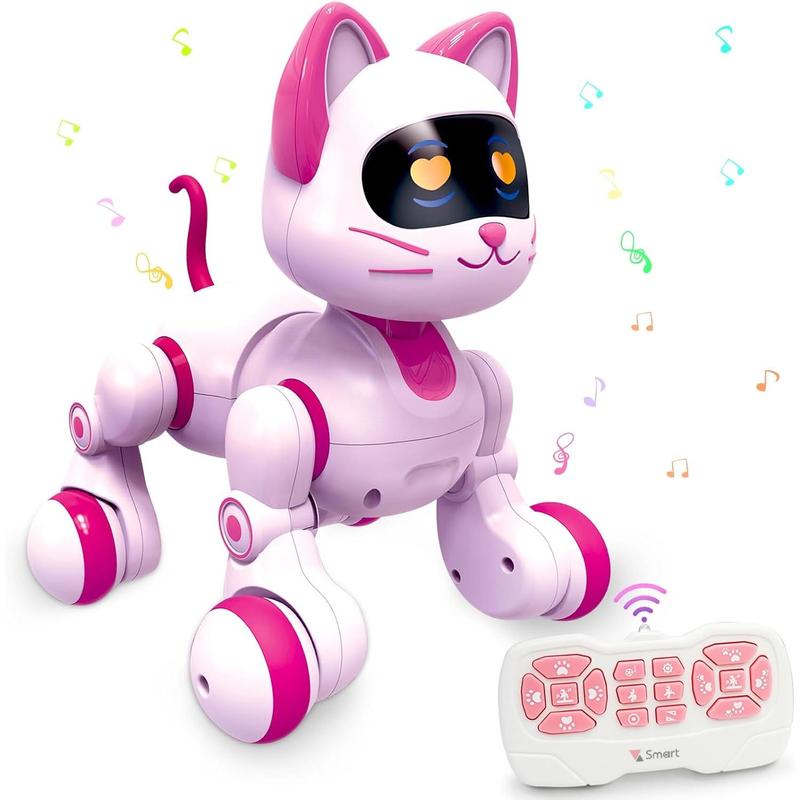 Remote Control Robot Cat Toy - RC Robotic Cat for Kids, Interactive Programmable Smart Robot Pet with Light, Sound, Touch Sensing, LED Eyes, Dance & Music, Gift for Kids 3+