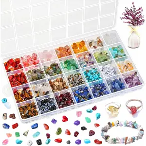 Chips Beads for Ring Making, 28 Colors  Beads for  Making,  Ring Making Kit with Plastic Box for  Ring, Bracelets, Earring Making Supplies