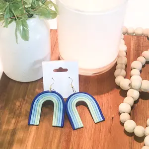 The Blues Rainbow Dangle Earrings | Polymer Clay | Handmade