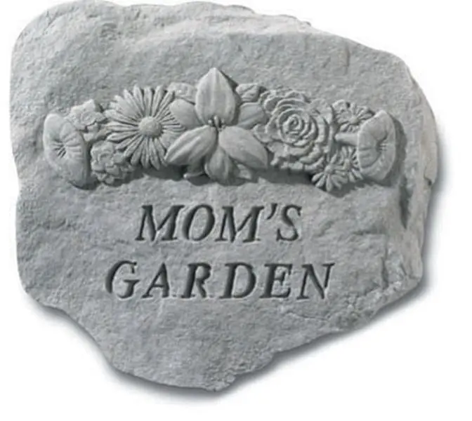 212 MAIN Floral Motif Concrete Composite Memorial Plaque - Kay Berry Inc. 65420 Mom's Garden Outdoor Decor Signs, 11x10 in Flowers Accent