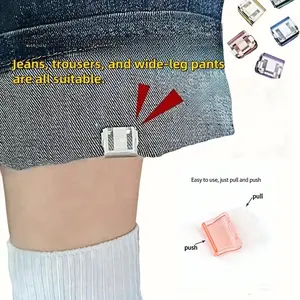 【NEW Upgrade】Pants Leg Shortening Invisible Fixed Clip Adjustable Button, 10pcs Random Color No Sewing Hidden Buckle Leg Closure Device, Anti-pant Leg Draging Hemming Buckle, Resizable Adjustment, Easy