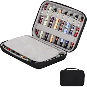 16 Slots pen case/boxes，Nylon cloth Pencil Tray Case Organizer, Fashion Design,Handmade Display Zippered Pouch for Rollerball Pen-Retro