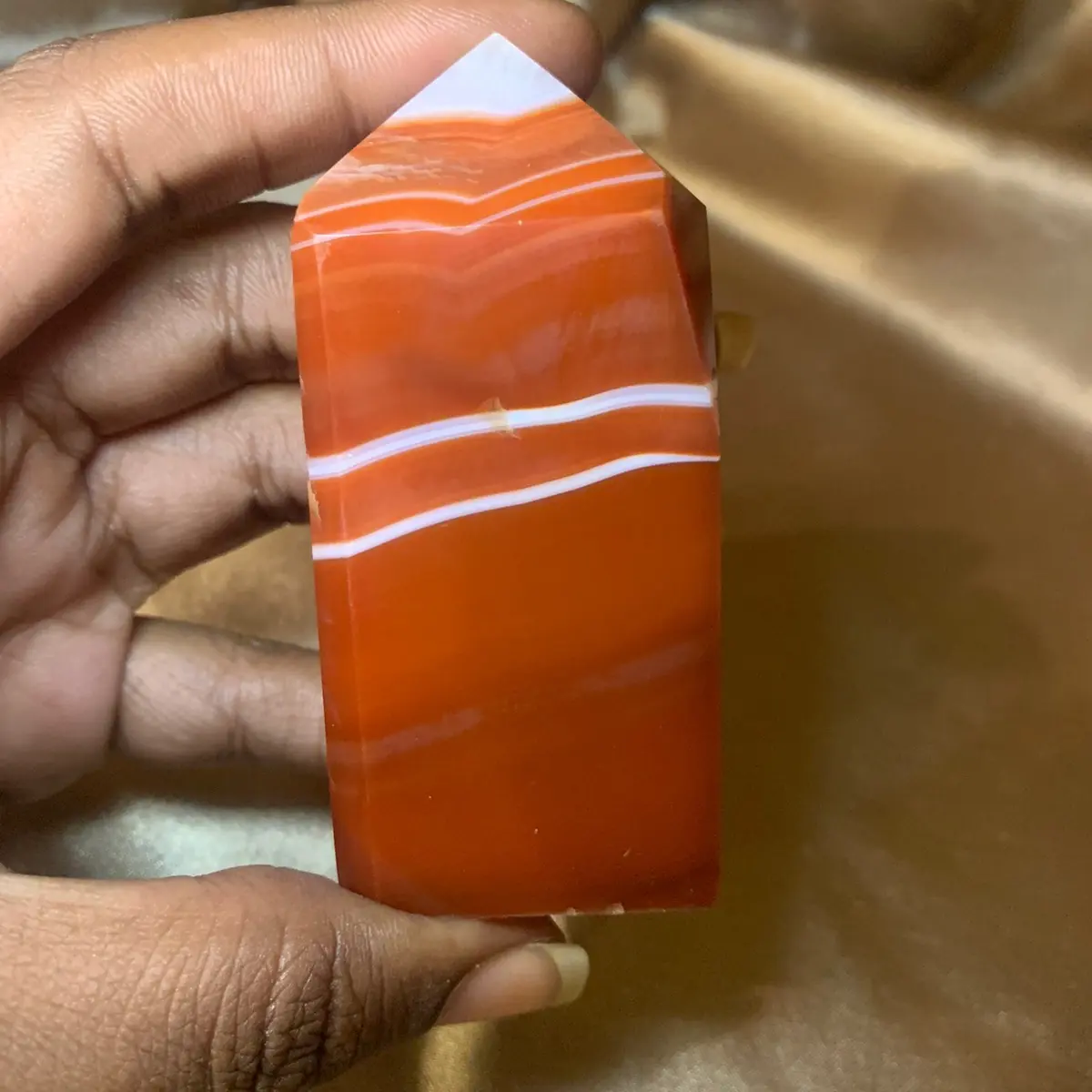 Natural Carnelian Agate Quartz Crystal Tower Home Ornament
