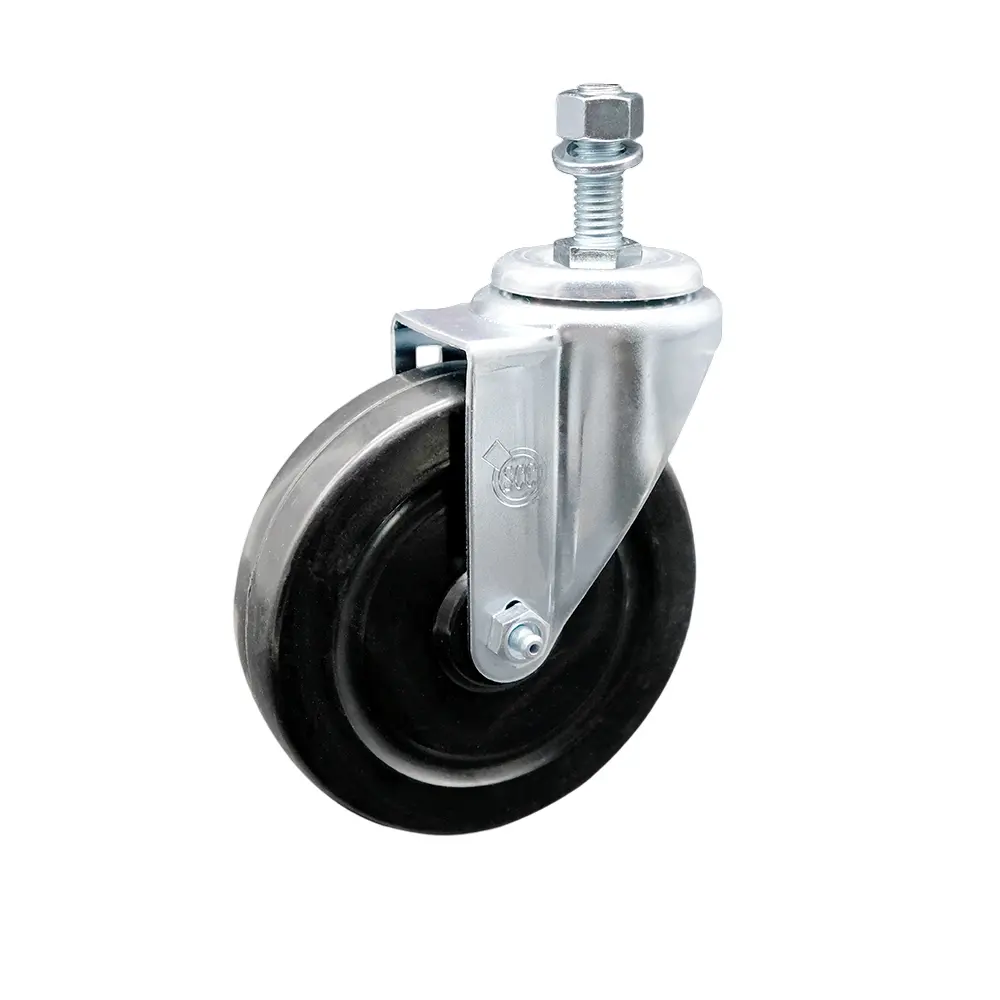 Service Caster SCC-TS20S514-HRS-121315 Hard Rubber Swivel Threaded Stem Caster, Threaded Castors for Carts & Shop Projects, 5 x 1.25 in. Wheel, 0.5 in. Stem, Ball Bearing, 300 lbs Capacity, Casters