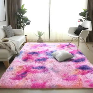 Tie-dye Rainbow Soft Fluffy Area Rug For Living Room Bedroom, Plush Shag Rugs, Fuzzy Shaggy Accent Carpets For Kids Girls Rooms, Modern Apartment Nursery Dorm Indoor Furry Decor