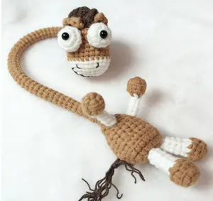 Whimsical  Long Neck Brown Horse Toy Unique Long Neck Crazy Horse Bag Charm Car Hanging Ornament for Decor crochet