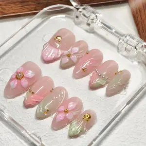 Must-Have 2026!Y2K Handmade Acrylic Almond Press-On Nails 10pcs from Vosplends#PressOnNails#AcrylicNails#HandmadeNails#Y2KNails#10pcsNails Girls' Cute Kit