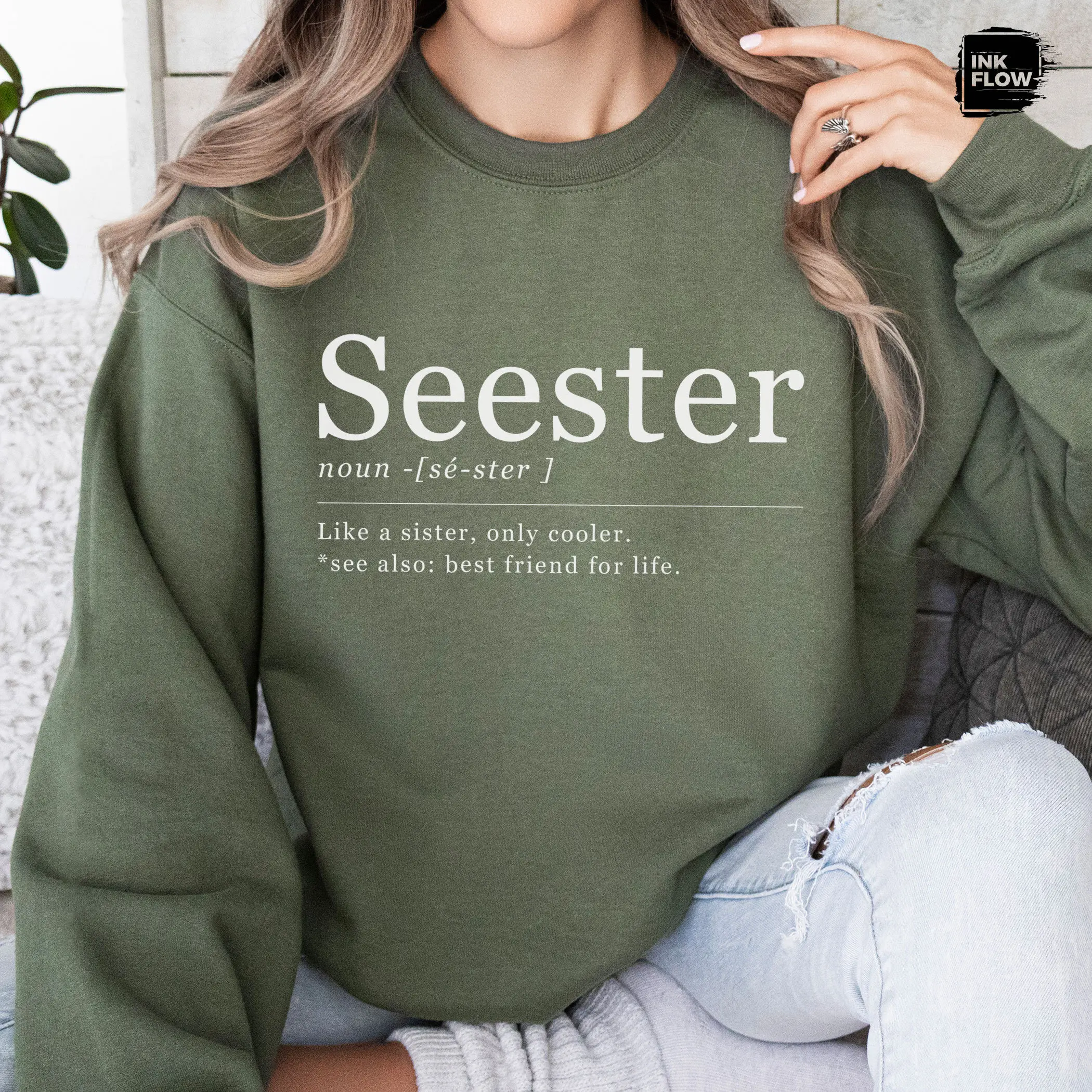 Funny Seester Definition Short Sleeve T-Shirt / Sweatshirt & Hoodie, Sarcastic Birthday Sweater, Best Sister Gift, Cute Little Sister Hoodie, Best Friends, BBF Birthday Top