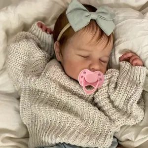 Reborn Kiss-50cm/20inch(19.69inch) Reborn Baby Doll with 3D-Paint Skin and Visible Veins, Weighted Realistic sleeping appearance toddler Newborn Asleep  (Cloth Body, Soft Vinyl Limbs) Toy Kids Birthday lovely Gift collection, look real life cute girl