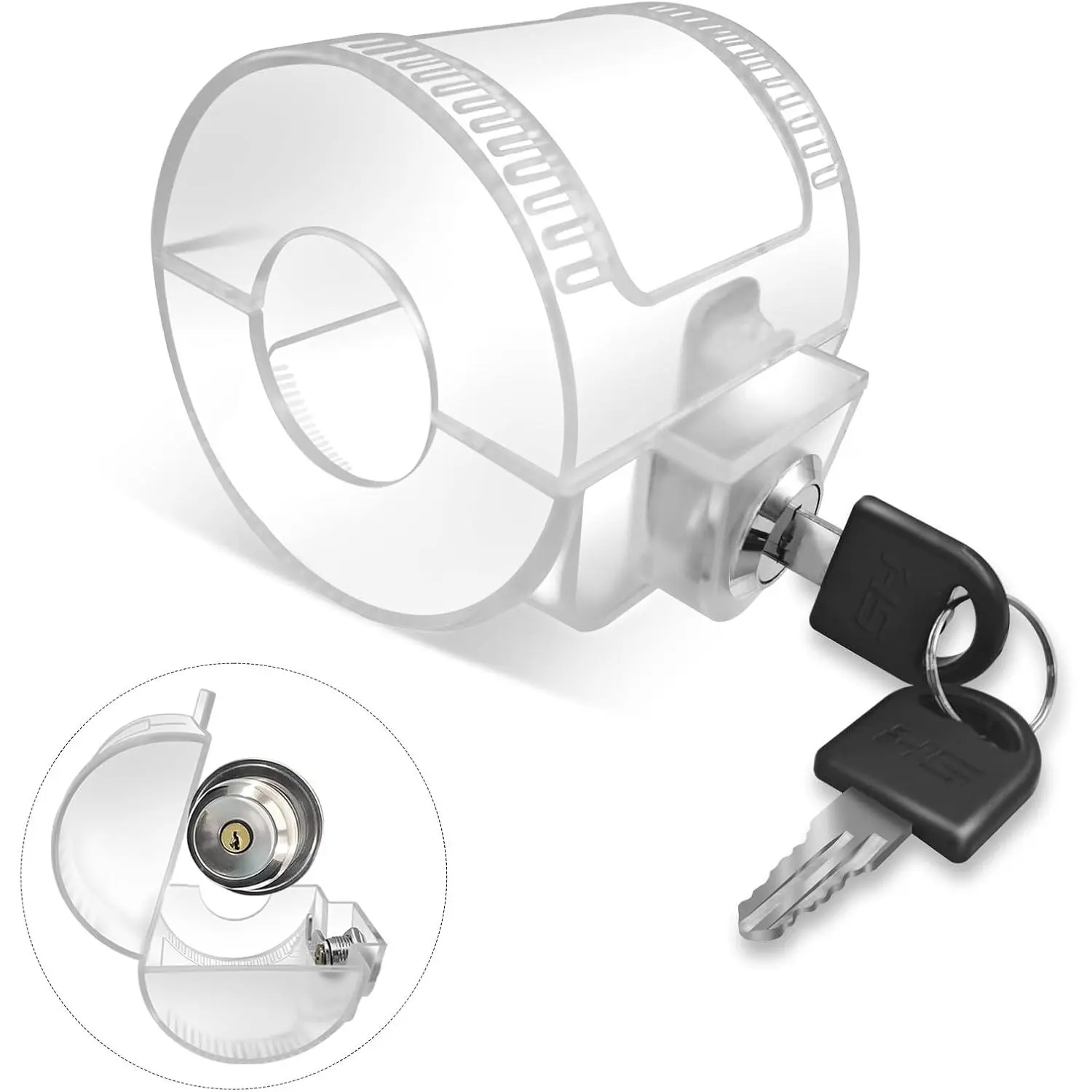 Proof Door Knob Cover Lock - Prevents Turning of Door Knob and Access to Keyhole, Can be  for  Rentals, Evictions, Job Sites &  - Keyed Alike(Transparent)