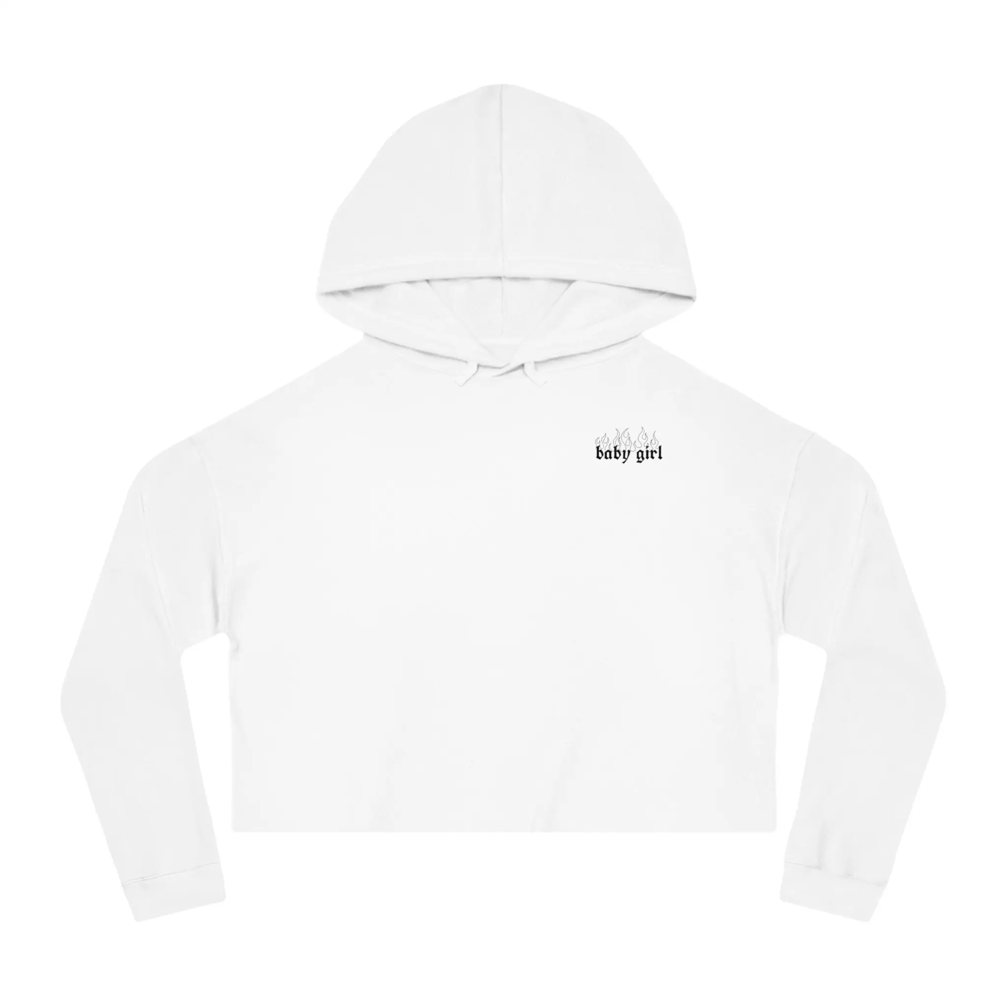 Babygirl Cropped Hoodie Women's Casual Street-Style Vibes Fitted Long Sleeve Medium Length Cozy Lounge Wear Trendy Fashion Top with Ribbed Cuffs and Adjustable Hood