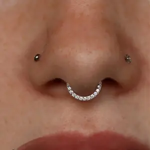 16G F136 Titanium Hinged septum Ring/ Front Face CZ Septum Clicker/ Septum Hoop Silver/ Daith Earring/ Septum Hoop/Segment Hoop 1.2*6/8/10mm