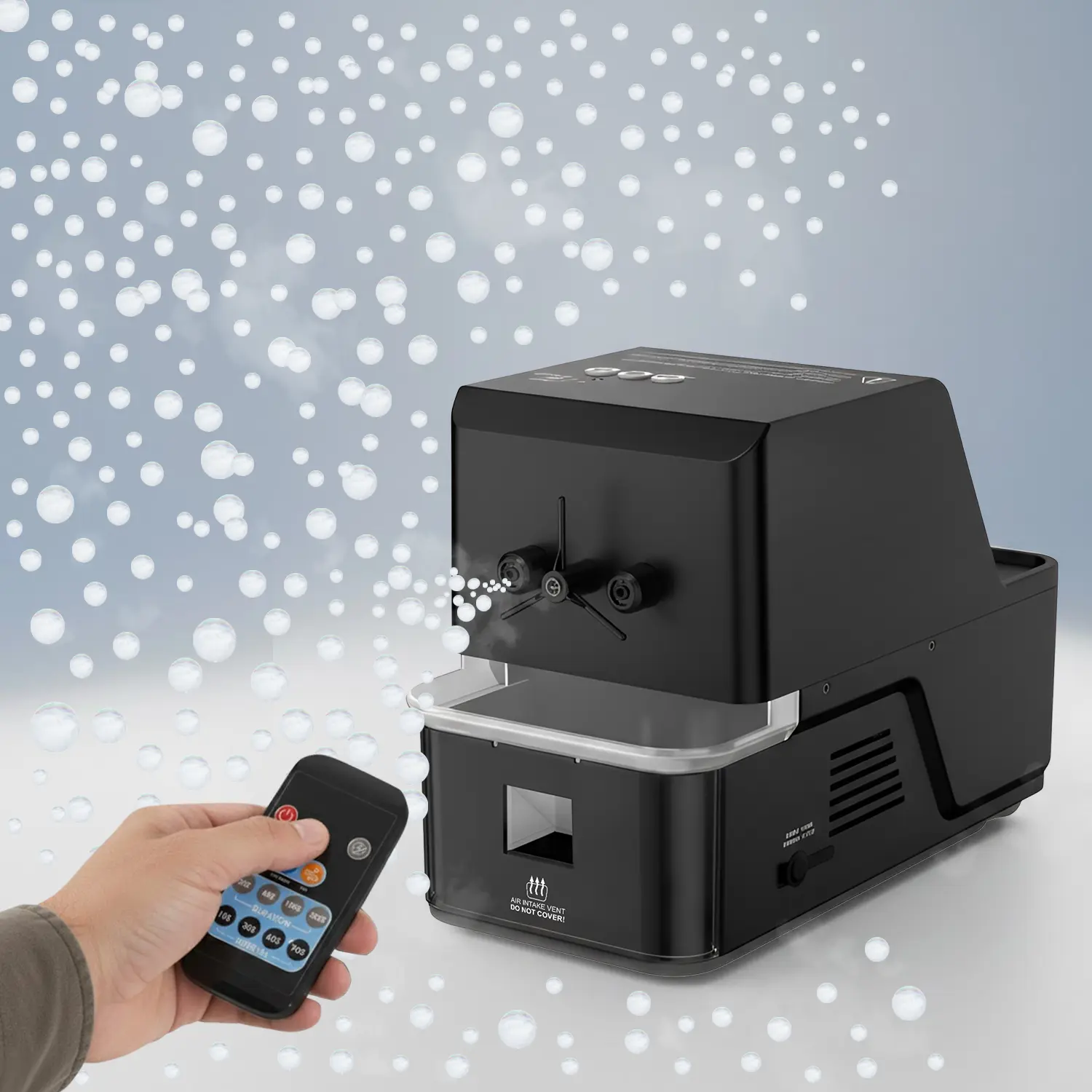 Vellrive 3-in-1 Automatic Bubble Machine with Remote Control - Easy-to-Use Fog & Snow-Like Effect Party Bubble Maker for Indoor, Christmas Events, Automatic Bubble Maker, Party Bubble Machine