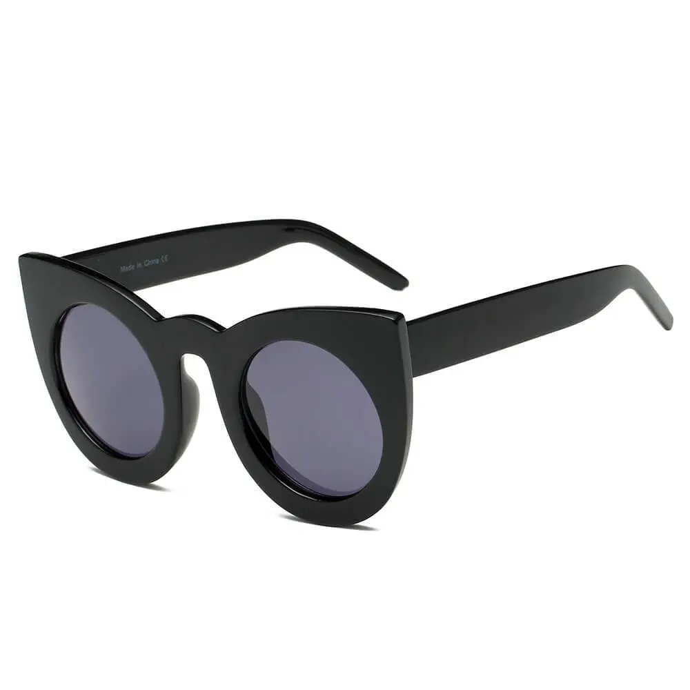 Hinton - Women Round Cat Eye Oversize Sunglasses