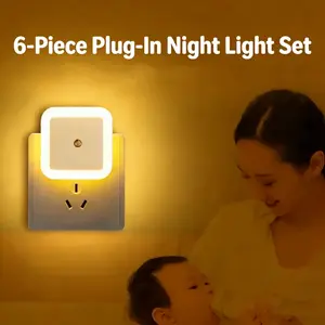 [6-Pack] Motion Sensor LED Plug-in Night Lights, Dusk to Dawn, Soft Warm 0.5W Bright Nightlight Auto-On/Off for Kitchen, Bedroom, Bathroom, Hallway, Home Lighting Decor