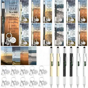 24 Piece Father's Day Gift Set Includes Multitool 6-in-1 Pens Dad Keychains and Blessing Cards with Opp Bags, Great for Father's Day Husband Birthday Party Gifts