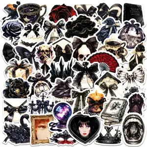 Gothic Series Sticker, 50pcs/set Romantic Lace Themed Decorative Sticker Designs, DIY Decals for Water Bottle, Laptop, Phone Case, Scrapbooking, Journal Making, Screen Protector