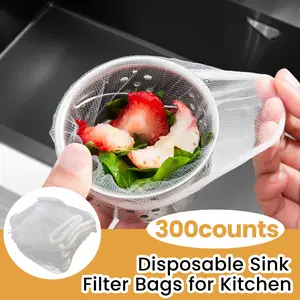 300 Counts Kitchen Sink Strainer Mesh Bag, disposable design with fine meshes, works for kitchen drains