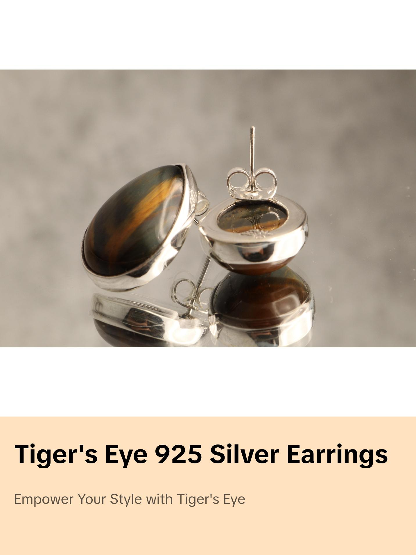 Guardian’s Gaze - Tiger's Eye 925 Silver Stud Earrings