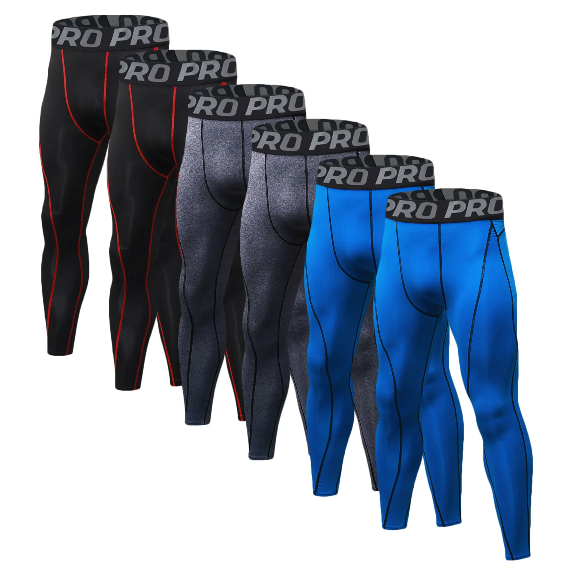 Men's 6 Pack Workout Compression Pants Quick Dry Yoga Gym Tights Baselayer for Running Basketball Fitness Moisture Wicking Muscle Restoration Gym Exercise Activewear