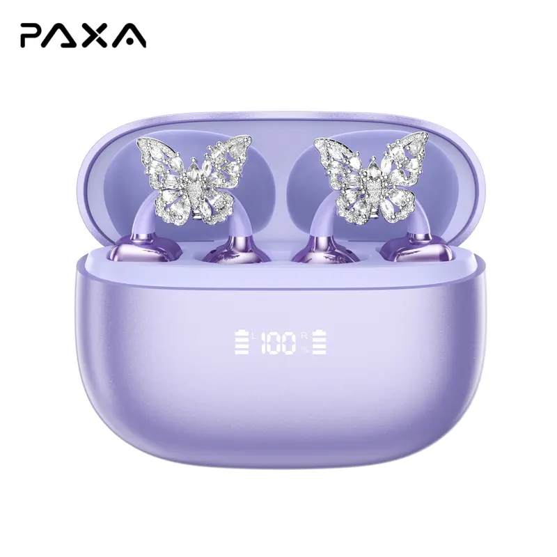 PAXA Clipbuds 7 Clip-on Design Wireless Headphones, Powerful Sound Effects for Music, Dustproof & Waterproof Sports Earbuds for Running, Workout, Audio