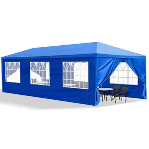 10'x30' Outdoor Party Tent with 8 Removable Sidewalls, Waterproof Canopy Patio Wedding Gazebo, Blue,summervibes