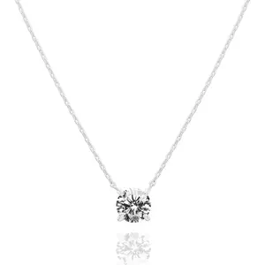 14K gold-plated crystal single stone 1.5 carat (7.3 mm) cubic zirconia exquisite necklace |     Women's gold necklace: clothing, shoes and jewelry, Valentine's Day gift, surprise gift, gift for women