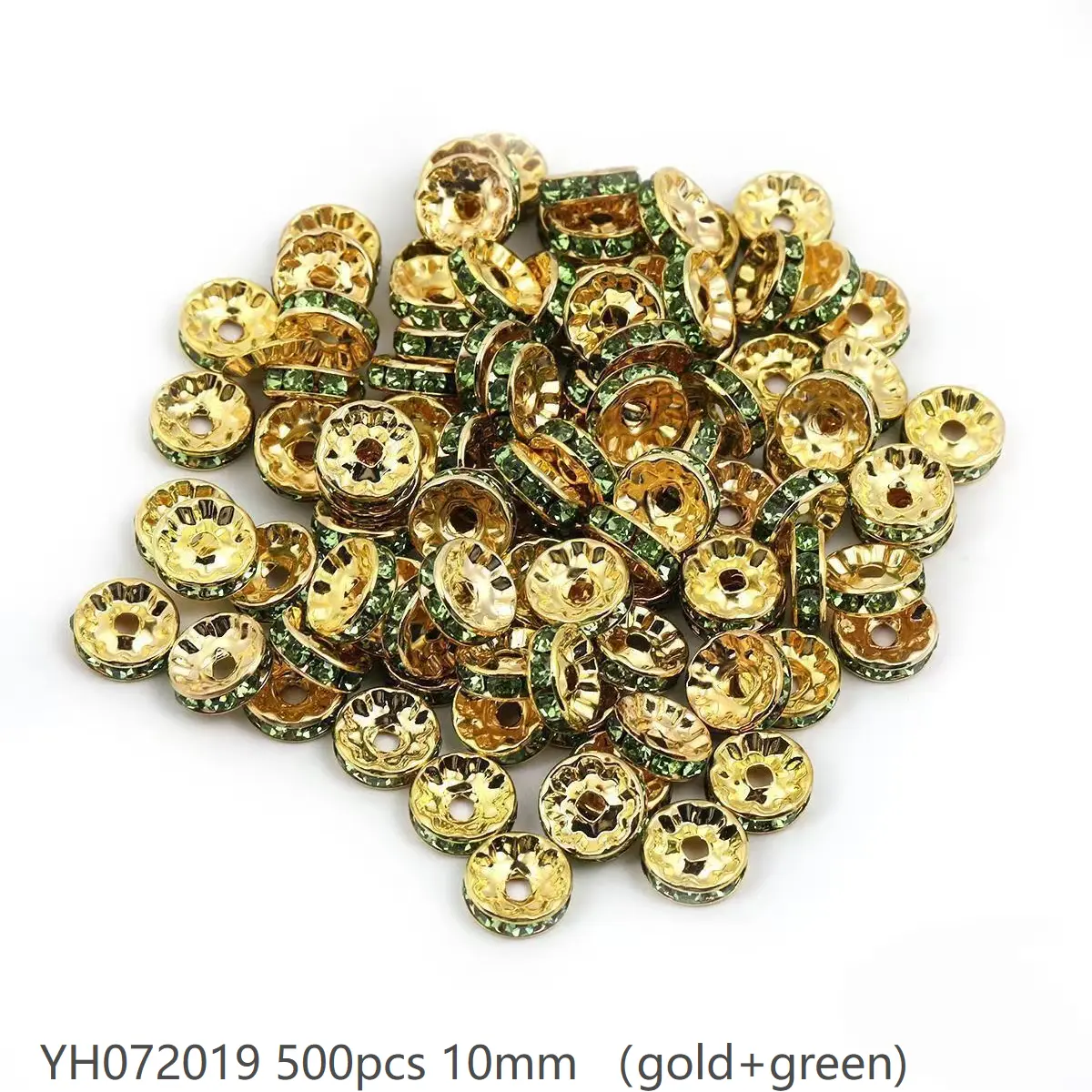 #72(10mm 500pcs) Gold/ Green YH072019