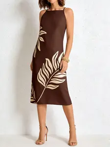 Women's Sleeveless Dress, Unique Fashion Elegant, Leaf, Bodycon Style, Perfect for Office, Outing, Gift, Valentine's Day