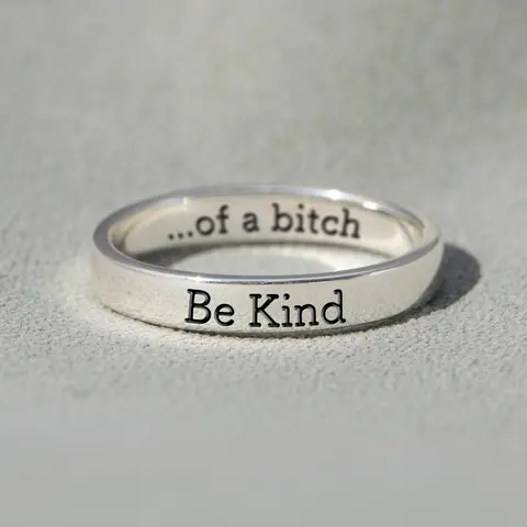 modmints Cheeky Engravings "Be Kind-Of a Bold" Titanium Steel Artificial Gemstone Ring - Dainty Band Jewelry, Customized Unique Gifts for Adulting Women, Accessories Adults Female, US Sizes 5-12 Titanium Gem Ring (Mother's Day)