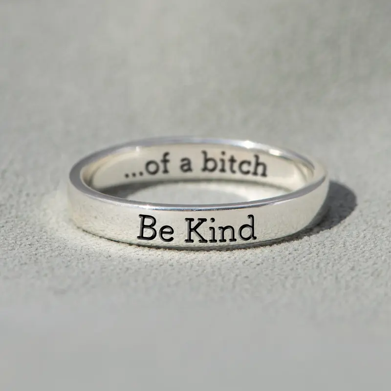 modmints Cheeky Engravings "Be Kind-Of a Bold" Titanium Steel Artificial Gemstone Ring - Dainty Band Jewelry, Customized Unique Gifts for Adulting Women, Accessories Adults Female, US Sizes 5-12 Titanium Gem Ring (Mother's Day)