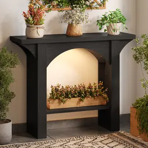 Console Table, Entryway Table with LED Light 39-Inch Sikaic modern Narrow Wood Hallway Tables Behind Couch Sofa Tables for Living Room, Entryway, Foyer