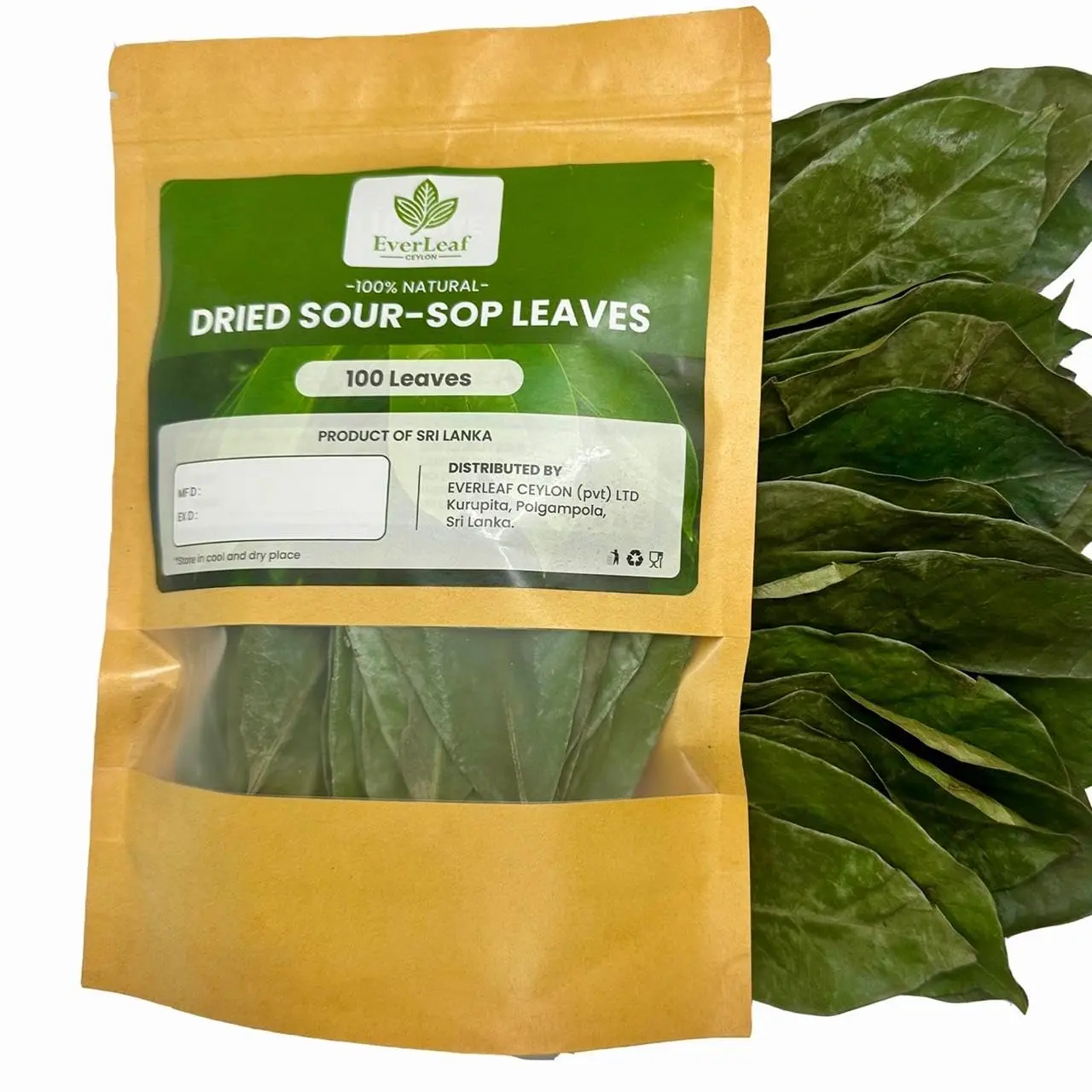 EverLeaf Ceylon Organic Soursop Leaves Tea – 100+ Whole Graviola Leaves ...