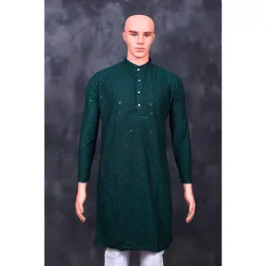 Men's Handcrafted Lakhnavi Kurta with Resham Work from JCSFashions
