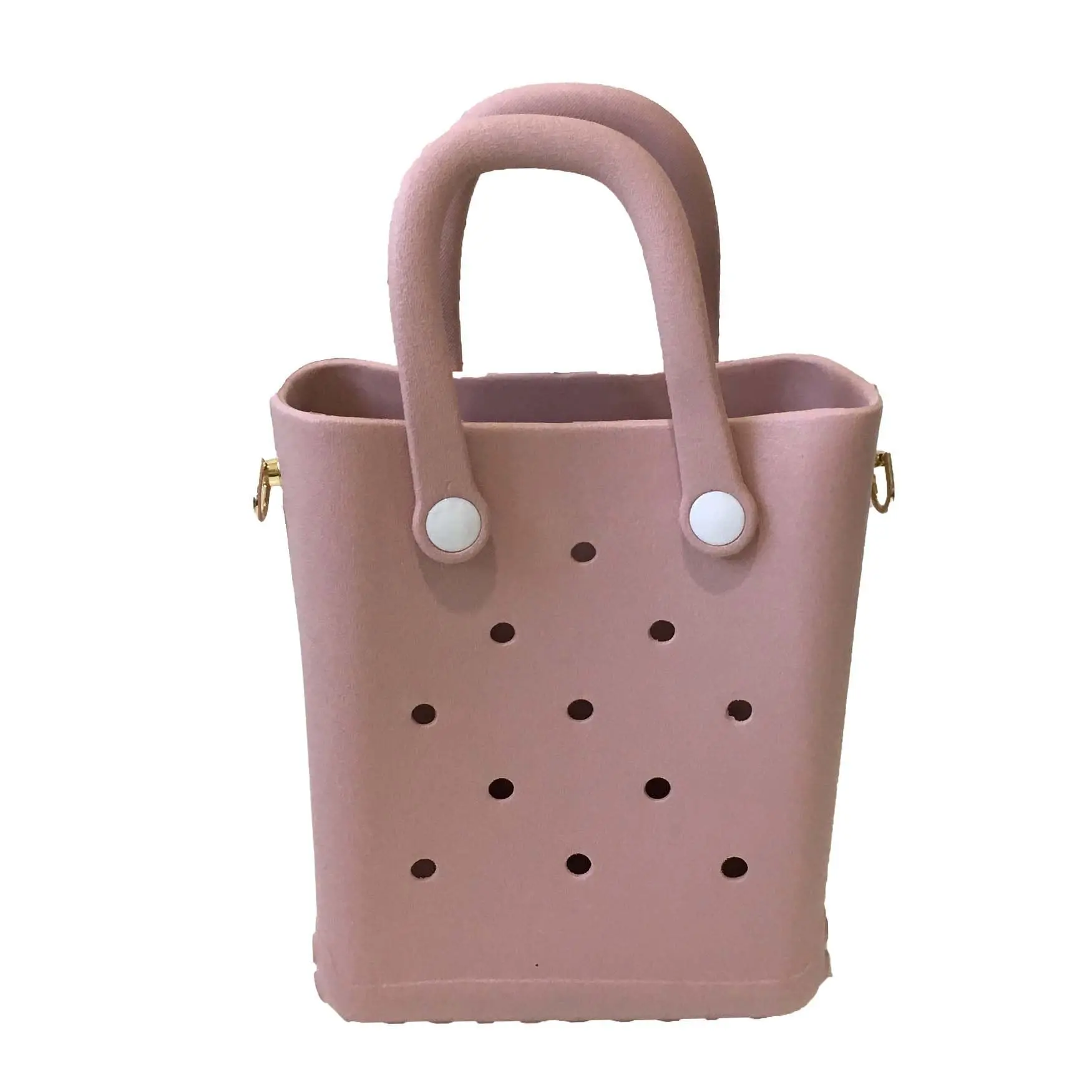 Fashion Culture Women's Reva Silicone Mini Bucket Tote Crossbody Bag (Blush Pink)