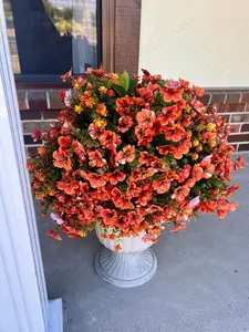 Ember Grace Limited Edition Artificial Floral Bloom Pumpkin Inspired Decor 20x14 Inch Fall Porch Decor Zero Maintenance Burnt Orange Artificial Flowers evergreen Set Flower Simulation Outdoor UV-Resistant