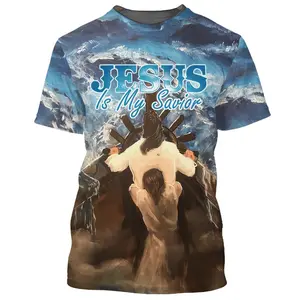 Jesus Is My Savior 3D All Over Printed Shirt for Men and Women, 5XL Oversized Vintage Jesus TShirt, Christian Top Streetwear