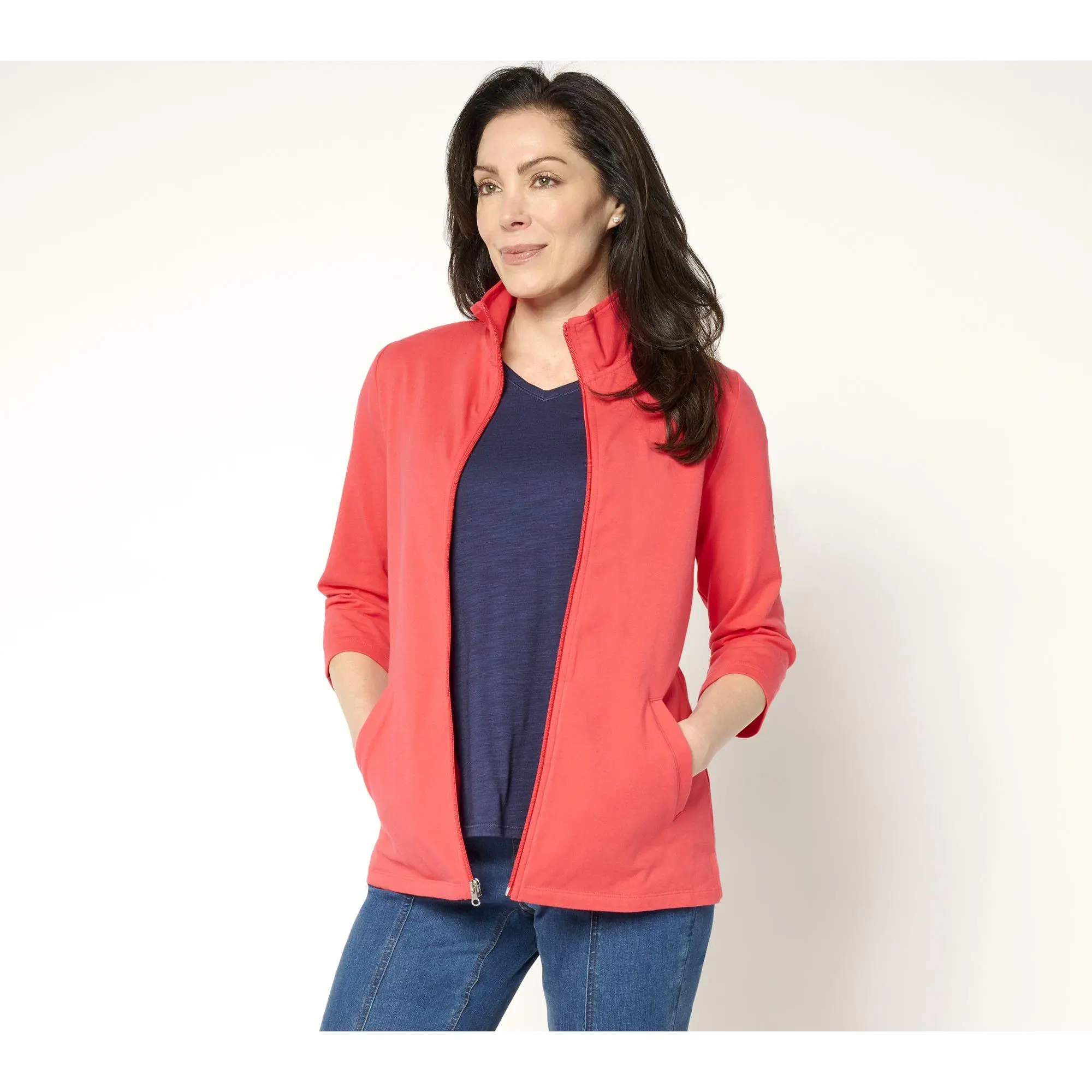 Denim & Co. Petite Duo Stretch 3/4 Sleeve Jacket