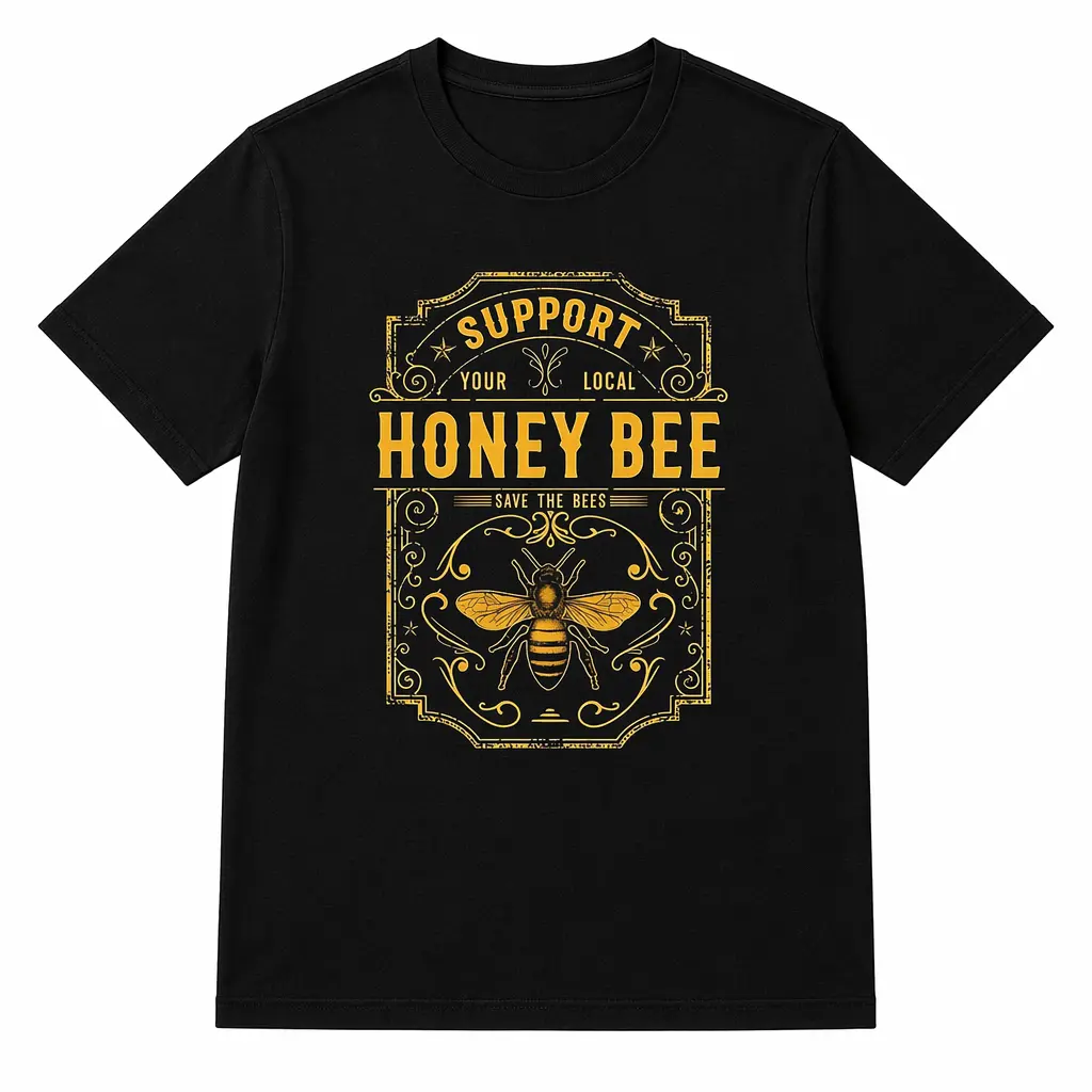 Support Your Local Honey Bee Shirt, Save The Bees Graphic Tee, Vintage Bee T Shirt for Men Women, Beekeeper Gift, Nature Lover Shirt, Gardening Shirt, Eco Friendly Casual Top, Unisex S-5XL